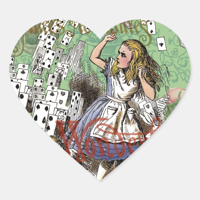 alice cards wonderland hatter rabbit  heart sticker (Front)