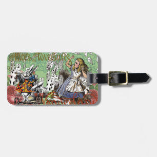 alice cards wonderland hatter rabbit  luggage tag
