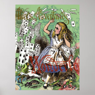 alice cards wonderland hatter rabbit poster
