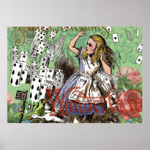alice cards wonderland hatter rabbit  poster