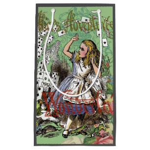 alice cards wonderland hatter rabbit small gift bag