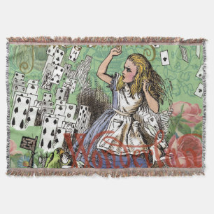 alice cards wonderland hatter rabbit  throw blanket