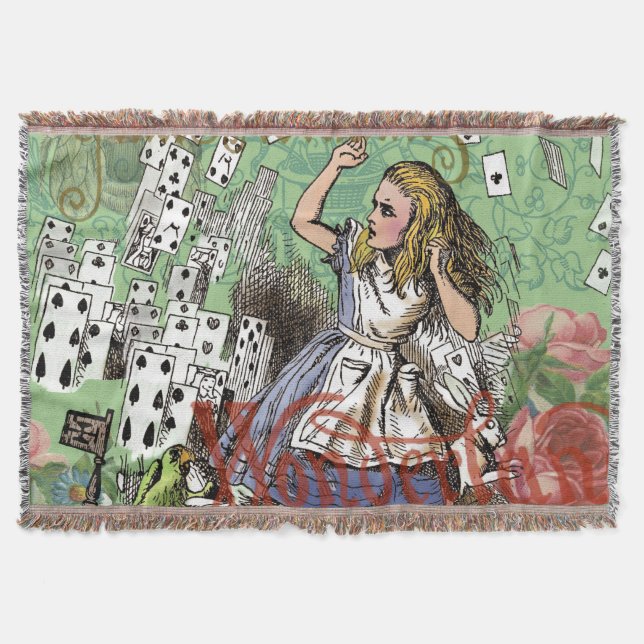 alice cards wonderland hatter rabbit  throw blanket (Front)