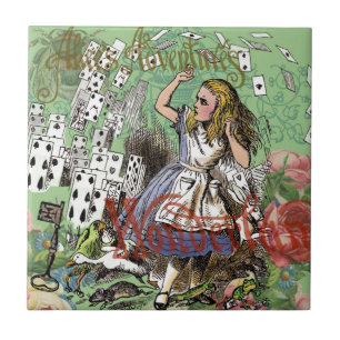alice cards wonderland hatter rabbit  tile