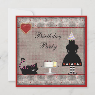 Alice & Cheshire Cat Birthday Party Invites