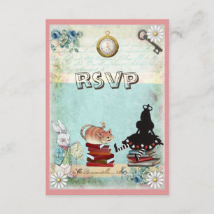 Alice & Cheshire Cat RSVP Bring a Book Baby Shower Card