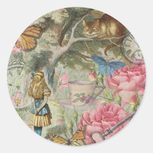 Alice Cheshire Cat Wonderland Tree Garden Classic Round Sticker