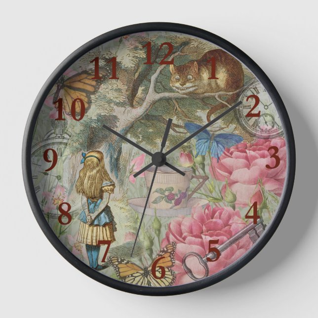 Alice Cheshire Cat Wonderland Tree Garden Clock (Front)
