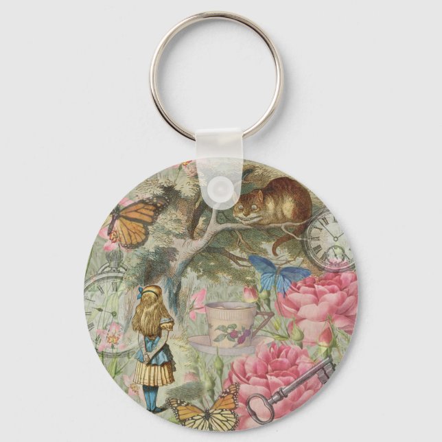 Alice Cheshire Cat Wonderland Tree Garden Keychain (Front)