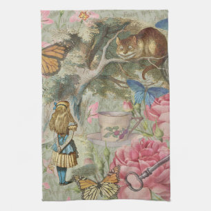 Alice Cheshire Cat Wonderland Tree Garden Kitchen Towel