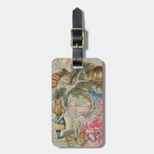 Alice Cheshire Cat Wonderland Tree Garden Luggage Tag (Front Vertical)