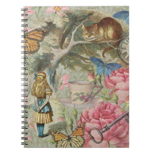 Alice Cheshire Cat Wonderland Tree Garden Notebook