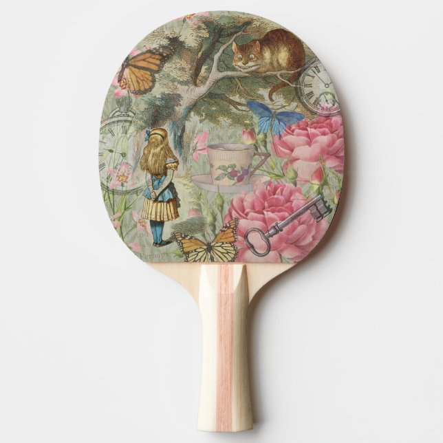 Alice Cheshire Cat Wonderland Tree Garden Ping Pong Paddle (Front)