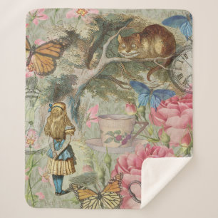 Alice Cheshire Cat Wonderland Tree Garden Sherpa Blanket