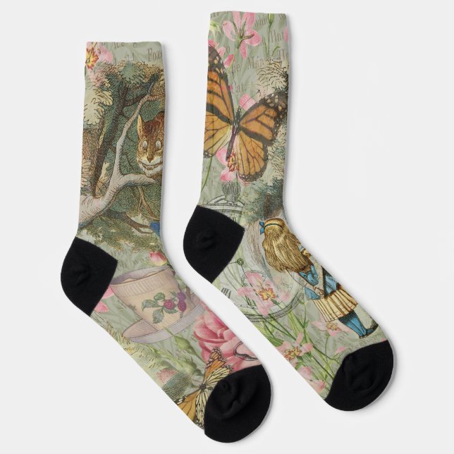 Alice Cheshire Cat Wonderland Tree Garden Socks (Right)