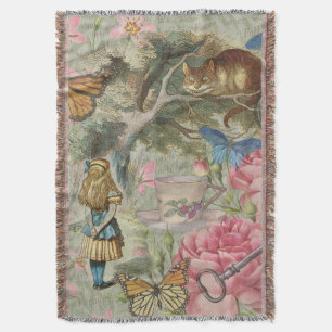 Alice Cheshire Cat Wonderland Tree Garden Throw Blanket