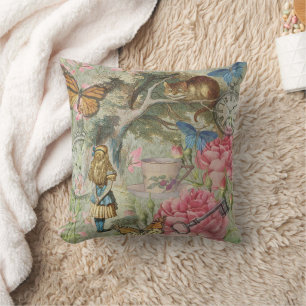 Alice Cheshire Cat Wonderland Tree Garden Throw Pillow