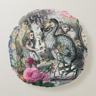 Alice Classic Wonderland Dodo Tenniel Art Round Pillow