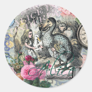 Alice Classic Wonderland Dodo Tenniel Art Round Sticker