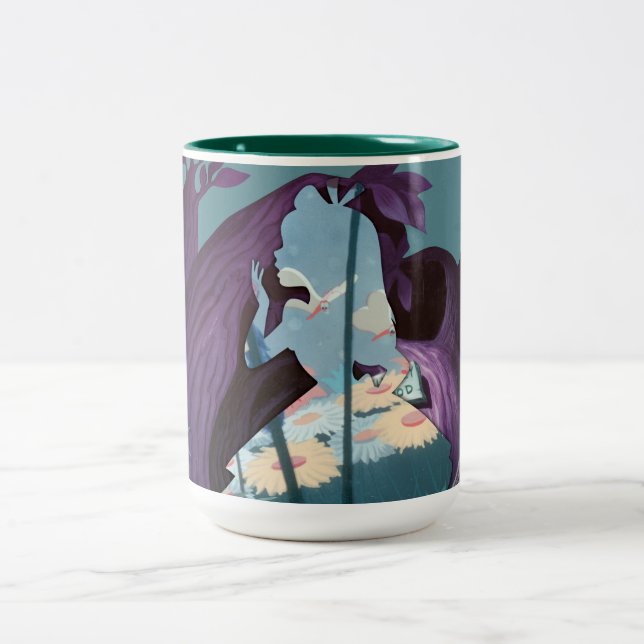 Alice Daisy Field Silhouette in Tulgey Woods Two-Tone Coffee Mug (Center)