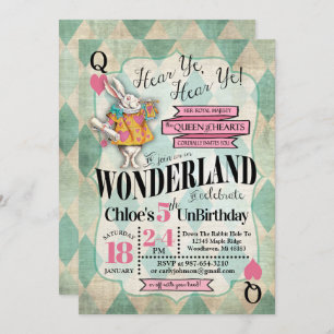 Alice dans des invitations d'anniversaire du pays