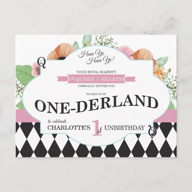 Alice Dans L'Onederland Anniversaire Carte Postale (Devant)