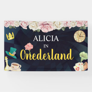 Alice dans l'Onederland Bannière d'anniversaire - 