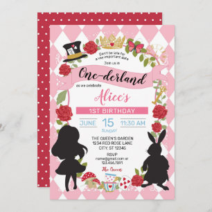 Alice Dans L'Onederland Invitation Anniversaire (R