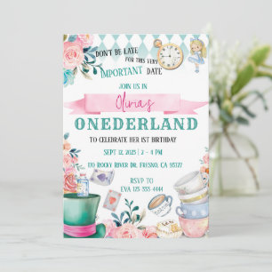 Alice dans l'Onederland Wonderland Invitation d'an