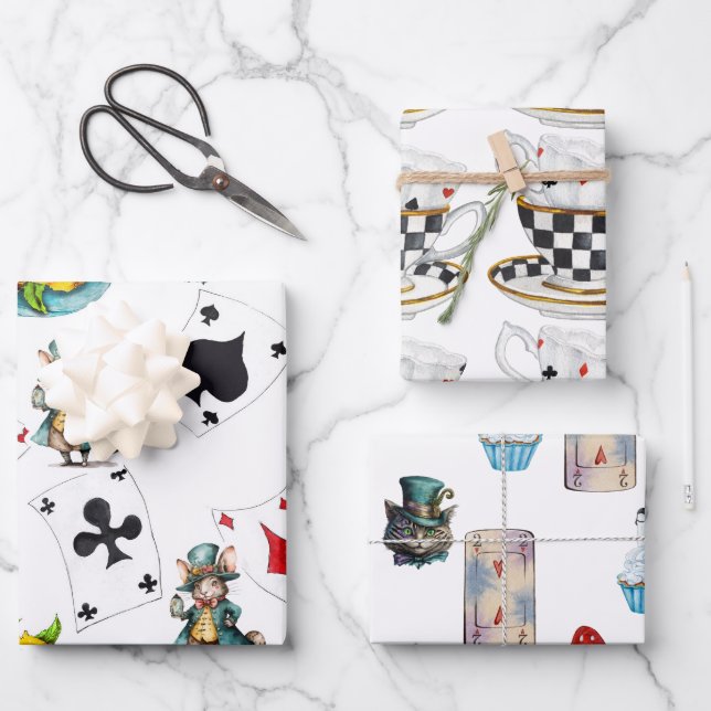 Alice dans WonderlWrapping Papier plat Ensemble de (Recto)