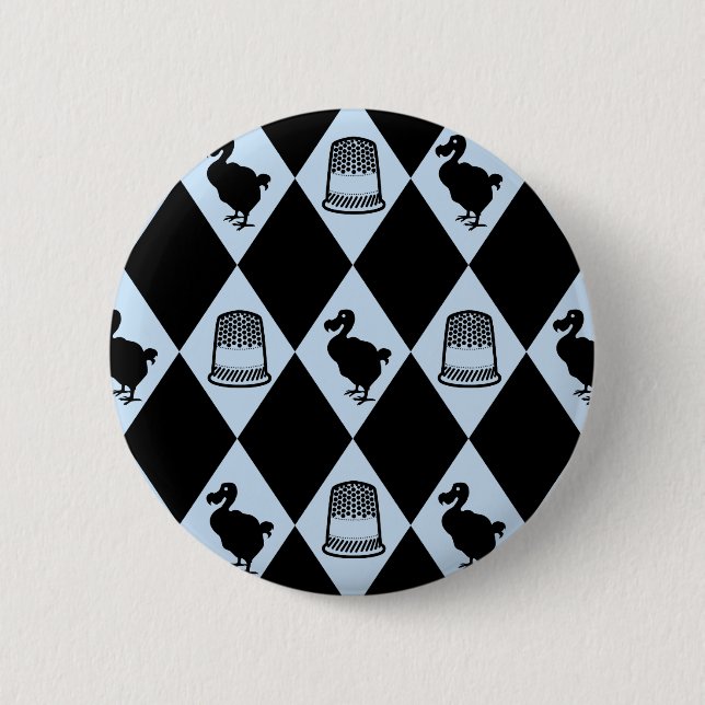 Alice Dodo and Thimble Pattern 2 Inch Round Button (Front)