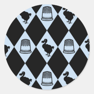 Alice Dodo and Thimble Pattern Classic Round Sticker