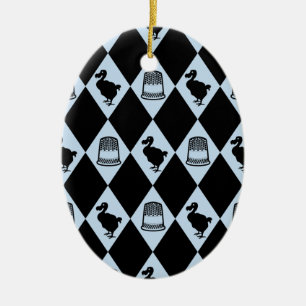 Alice Dodo & Thimble Pattern Ceramic Ornament