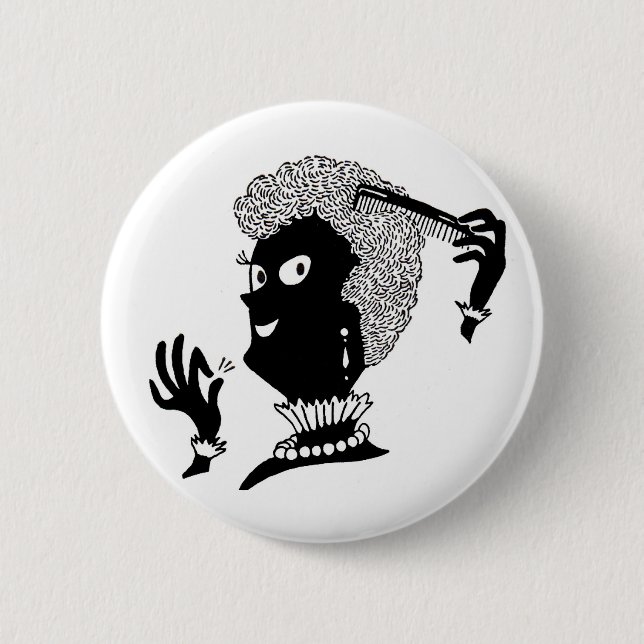 Alice doing her 'do 2 inch round button (Front)