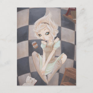 Alice Down the Rabbit Hole wonderland postcard