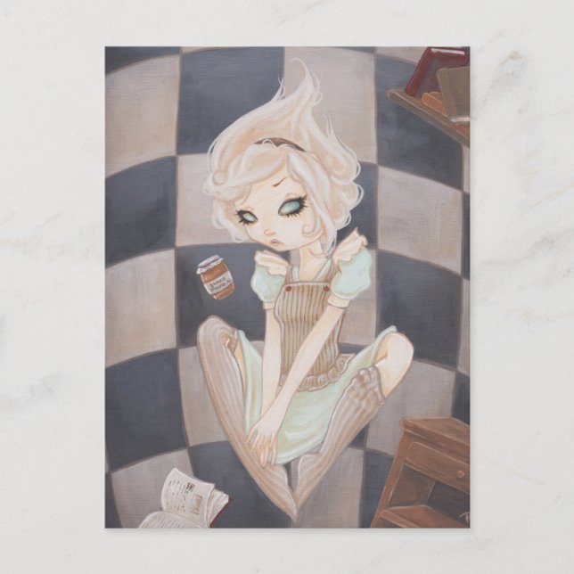Alice Down the Rabbit Hole wonderland postcard (Front)