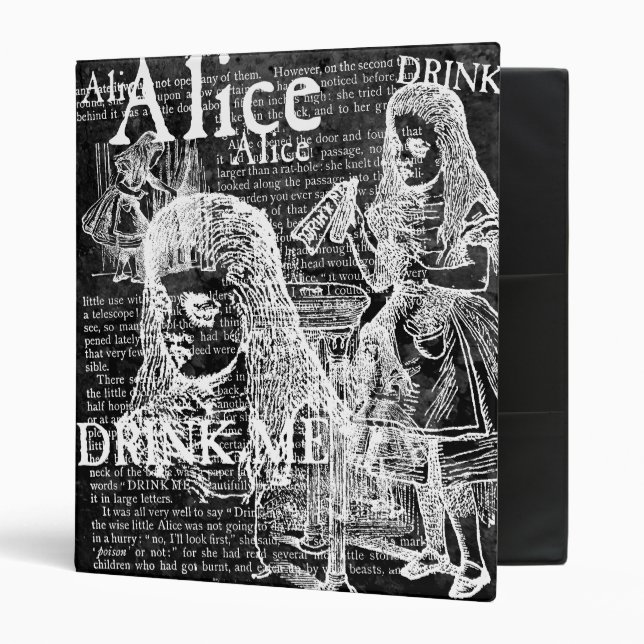 Alice Drink Me Collage Classeur foncé (Devant/intérieur)
