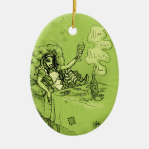 Alice Drinks Absinthe Now Ceramic Ornament