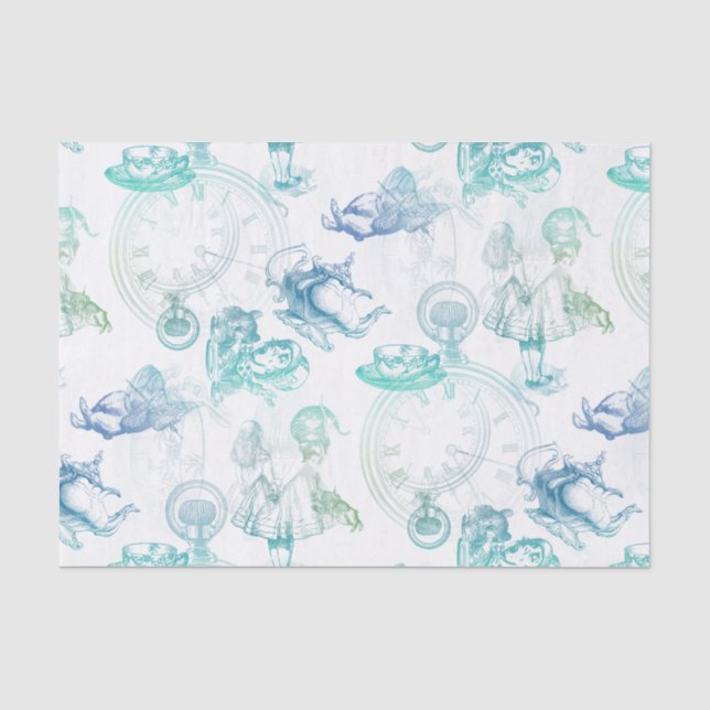 Alice en papier de soie de soie de vert bleu de (Recto)