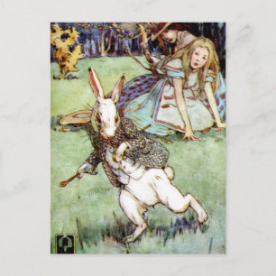 Alice Encounters A Rabbit Distraction Postcard