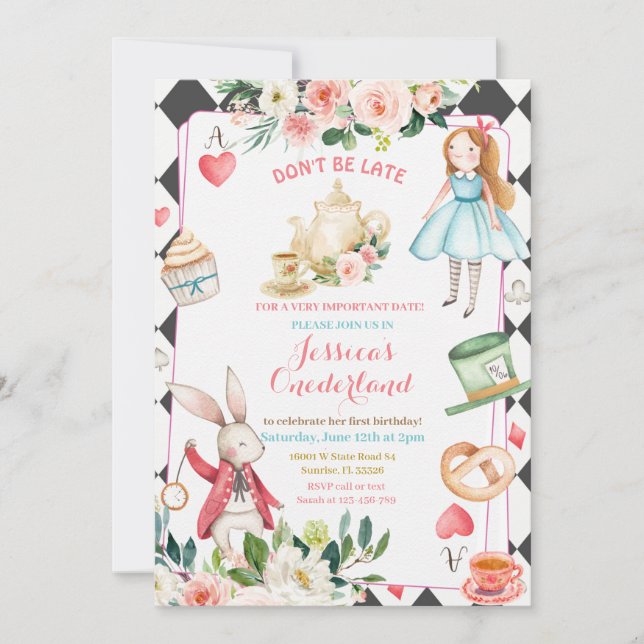Alice et Rabbit Tea Party Invitation (Devant)