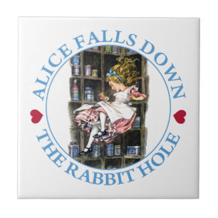 Alice Falls Down the Rabbit Hole to Wonderland Tile