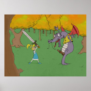 Alice Fighting the Jabberwocky Poster