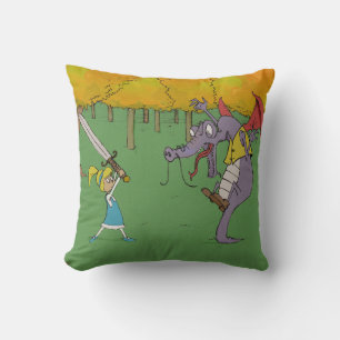 Alice Fighting the Jabberwocky Throw Pillow