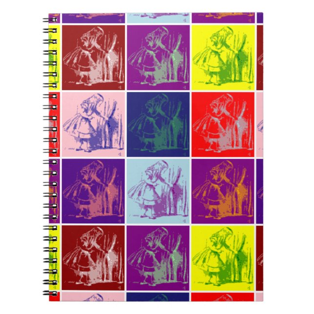 Alice finding a little door pop art  notebook (Front)