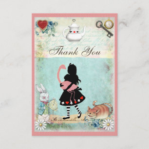 Alice, Flamingo & Cat Baby Shower Thank You Card