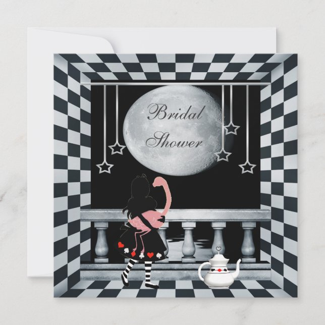 Alice, Flamingo & Moon Bridal Shower Invitation (Front)