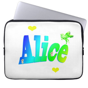 Alice, Girls Name Logo With Hearts, Laptop Sleeve