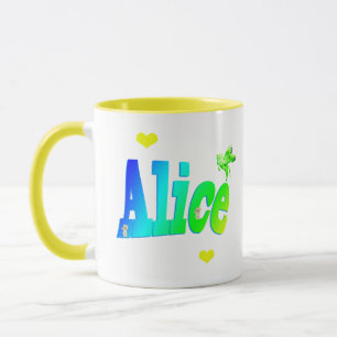 Alice, Girls Name Logo With Hearts, Mug