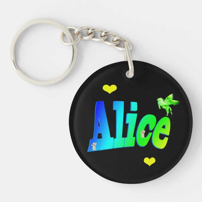 Alice, Girls Nom Logo Avec Coeurs, (Devant)